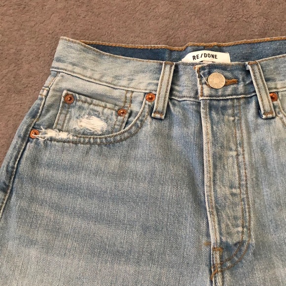 Re/Done Aged Indigo Destroy 90s Low Slung Short 23 - Picture 3 of 15